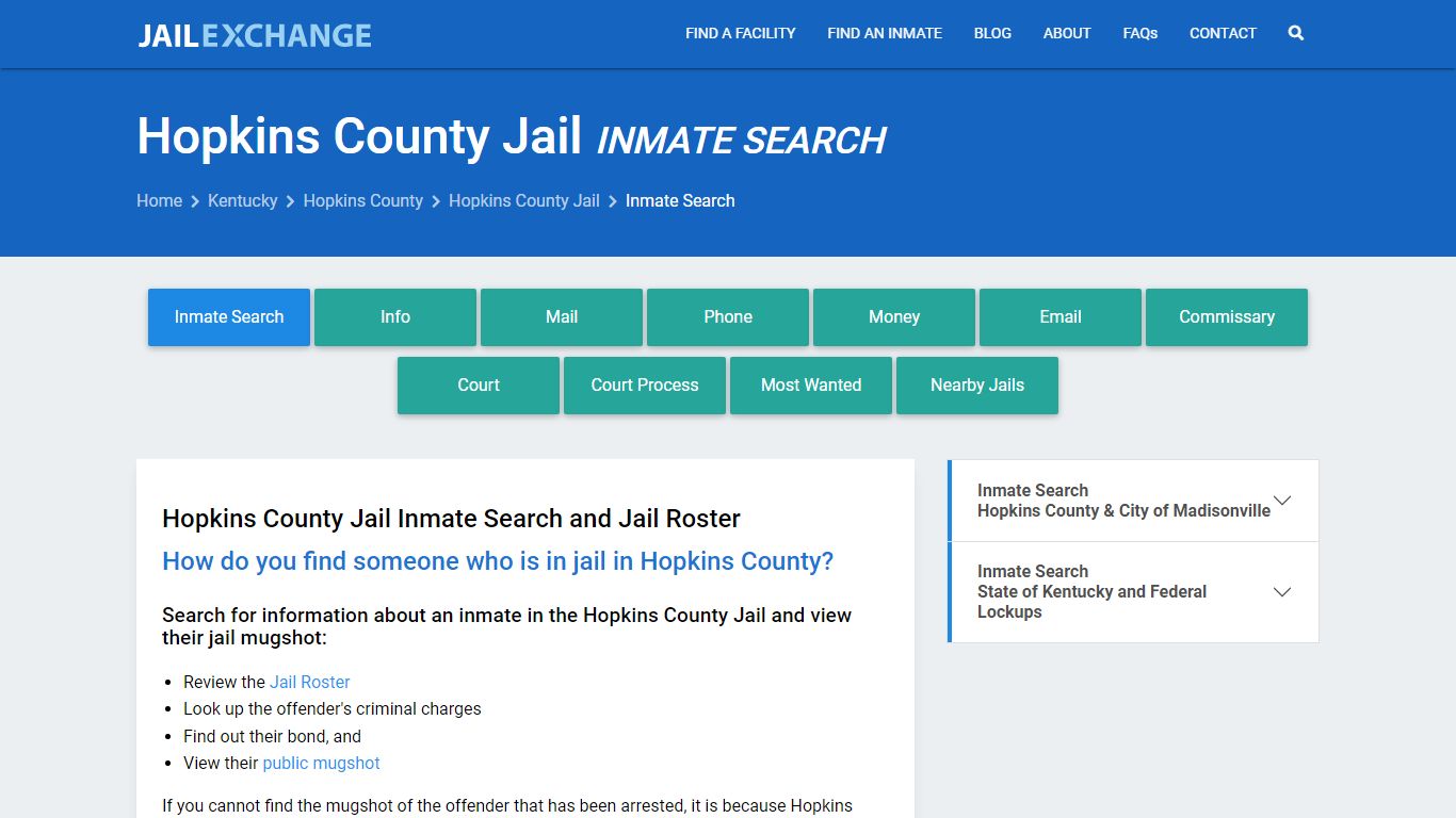 Inmate Search: Roster & Mugshots - Hopkins County Jail, KY - Jail Exchange
